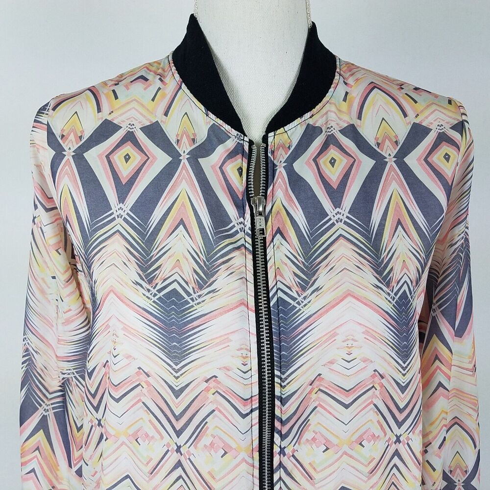 One & Only Urban Outfitters Bomber Jacket Abstract Lightweight Multi-color Small - Picture 5 of 8